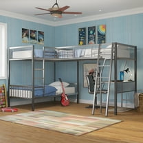 Furniture of America Brando Metal Silver Triple Twin Kids Bunk Bed