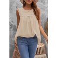 thumbnail image 4 of ABPHQTO Camiseta sin mangas de lunares de ganchillo color albaricoque para mujer, 4 of 5