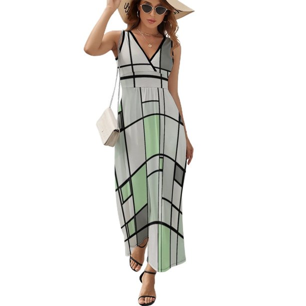Vestido De Noche De Lujo Sin Mangas Para Mujer, Abstract Geometrical Vestido De Fiesta