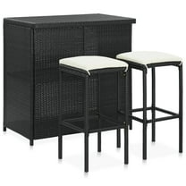 vidaXL 3 Piece Bar Set Poly Rattan Black, 313471