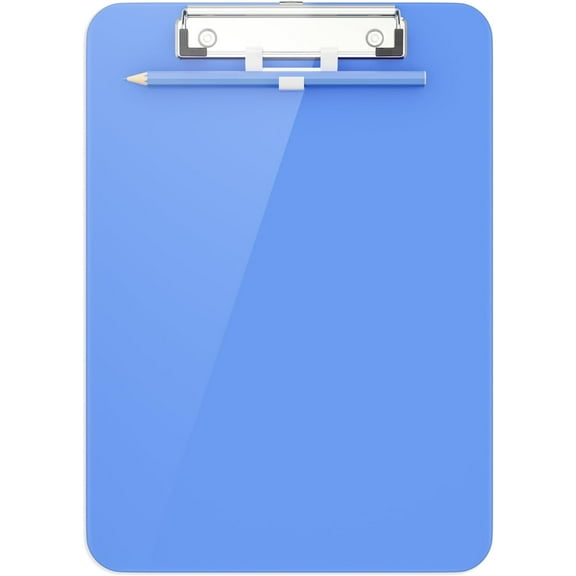 Pack of 2 Plastic Clipboard with Pen Holder, Purple 8.5x11 Letter Size Clip Board for Classroom, Office, Students, Nurses and Women, Low Profile Clip, Size 12.5 x 9 in