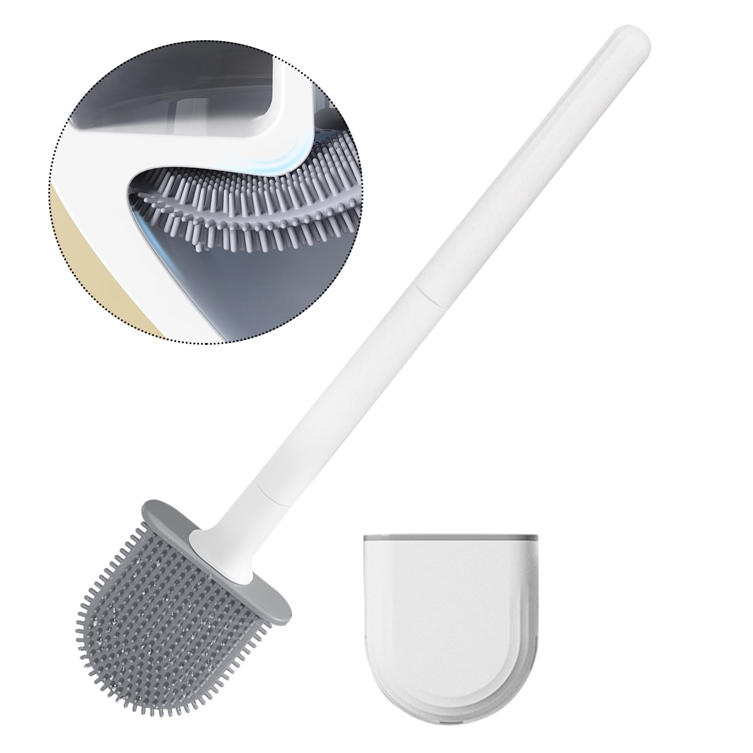 Chrlaon Silicone Toilet Brush and Holder Set Mounted Toilet Bowl Brush