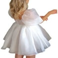 thumbnail image 4 of Robe Mini Épaules Dénudées Manches Bouffantes Robe Princesse en Tulle Robe de Mariage Fête Bal Mini Robe Bleue L, 4 of 9