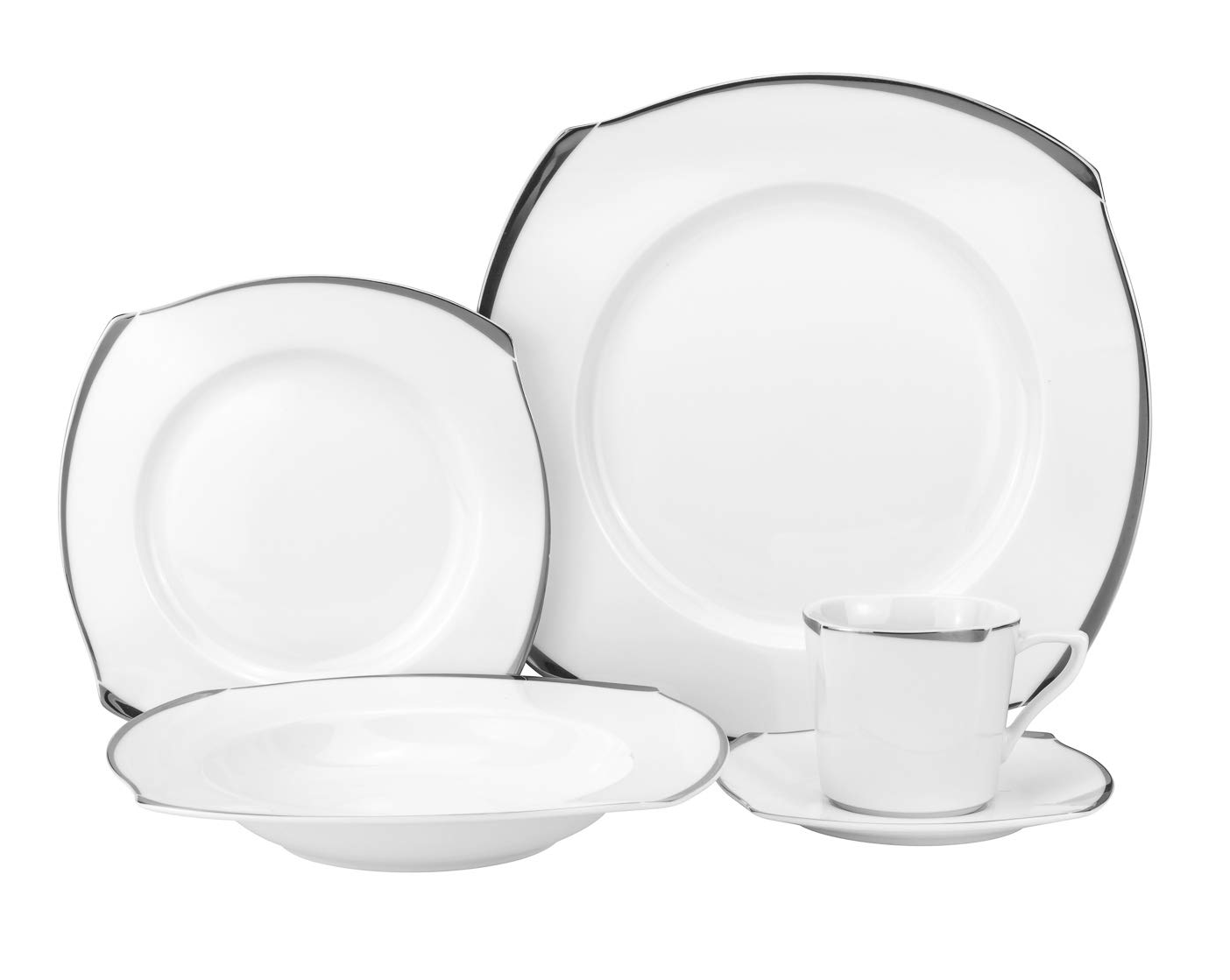 Euro Porcelain 5-Piece Dinner Set Service for 1, 24K Gold-plated Luxury Bone China Tableware - image 1 of 1