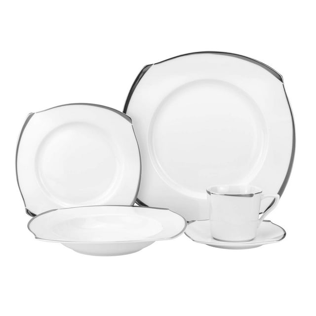 Euro Porcelain 5-Piece Dinner Set Service for 1, 24K Gold-plated Luxury Bone China Tableware
