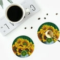 thumbnail image 4 of Naloa Sunflowers in Bucket Leather Coasters for Drinks, Durable Drink Coasters 4 Set for Tabletop Protection, Luxurious Home Décor and Housewarming Gift ( {designName})Round Shape, 4 of 6