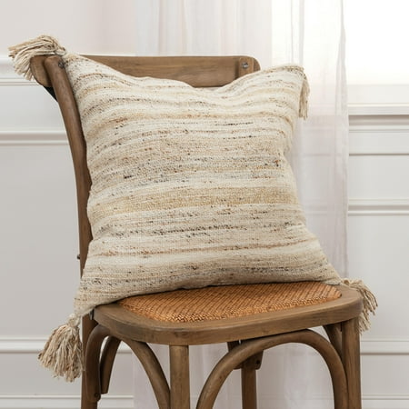 

Mottled Poly Four Corner Tassels Throw PillowSand