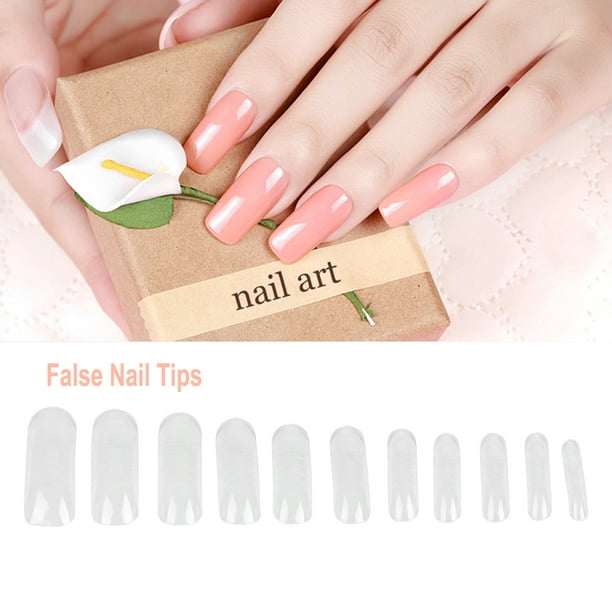 WALFRONT 140pcs Double Système Forme Extension Faux Ongles Bouts Nail Art Conseils UV Gel DIY 12 Tailles avec des Lignes, Faux Ongles, Forme Double Système