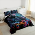 thumbnail image 4 of Manfei Splash Gamepad Lover Queen Comforter Set, Graffiti Artwork Bedding Sets, Modern Video Game Player Reversible Bedding Comforter Set, Microfiber Bedroom Decor, 3 Pieces, 4 of 9