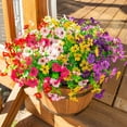 thumbnail image 5 of Sanmadrola Artificial Flowers for Outdoor Indoor Garden Home Decoration, Faux Flower Daisy with Eucalyptus Leaves Fake Plants Greenery Boxwood Porch Patio, 12 Bundles (Mix Pink Red Purple Yellow), 5 of 7