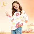 thumbnail image 3 of Abcomgle Girls Shirts Long Sleeve 10-12 Crewneck Winter T-Shirts for Kids Girls Trendy Basic Girls Tops Cotton Floral Print Girls Tunic Tops with Pocket, 3 of 5