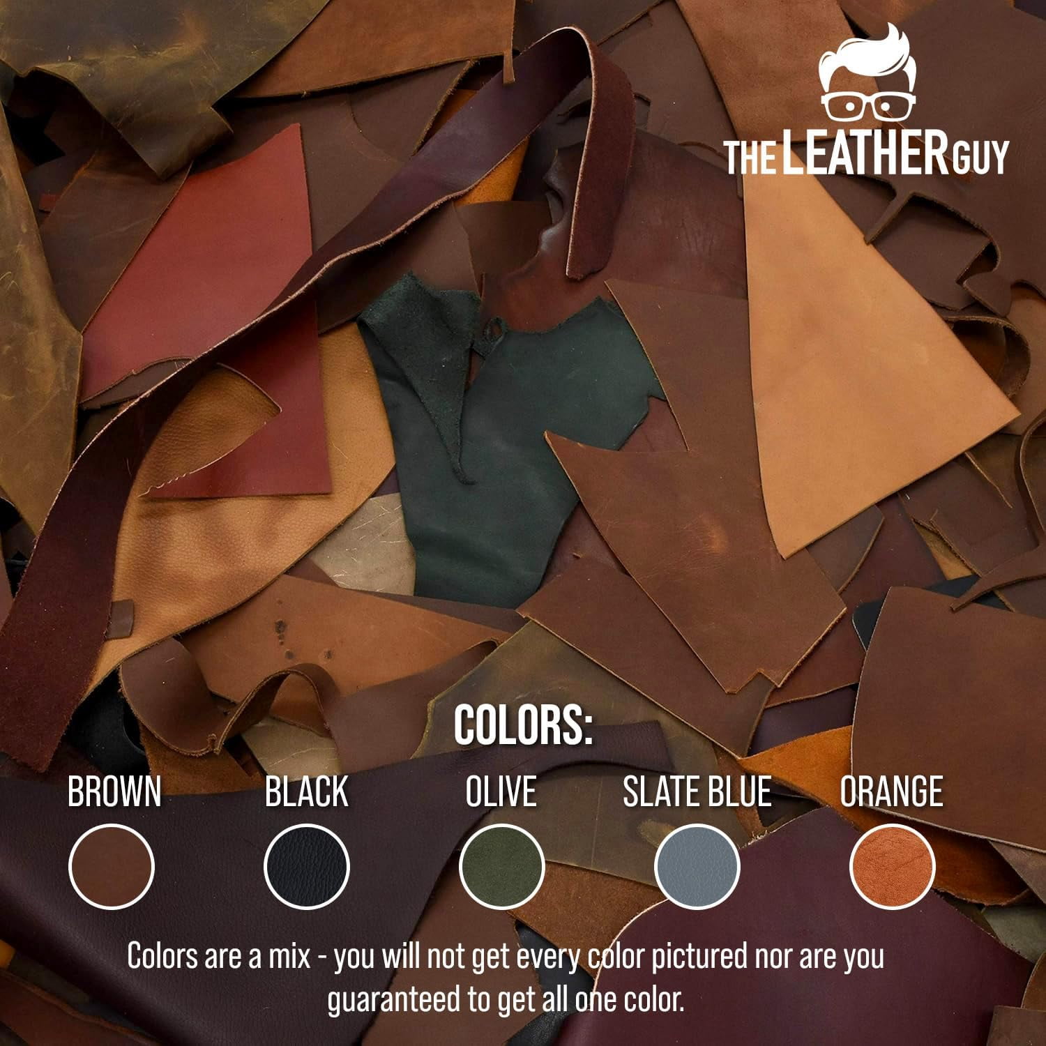 - Oil Tanned Cowhide Leather Scrap for Crafts and Leatherworking 1lb Bundle, Earth Colors, Small Sizes, 5-6oz Thickness