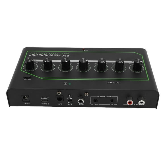 Gaming DAC Headphone Amplifier, Digital to Analog Audio Converter with Bass Treble Control, Built in , Type C, 3.5mm Stereo,Optical,Coaxial,PCA