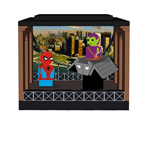 Bif Bang Pow! Spider-Man & Gobelin Vert Pin Mate Figures en Bois avec Planeur & Diorama Empilable - Figurine Exclusive Convention
