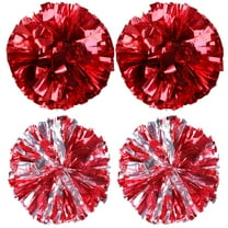 WHAMVOX  4 Pcs Pompom Cheerleading Ball Red and Silver Poms Reusable