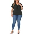 thumbnail image 2 of Agnes Orinda Plus Size Top for Women V Neck Ruffle Short Sleeve T Shirt Summer Tee Tops, 2 of 5
