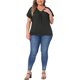 thumbnail image 2 of Agnes Orinda Blusa de Talla Grande para Mujeres con Cuello en V y Volantes, Camiseta de Manga Corta, Tops de Verano 2X Negro, 2 of 6