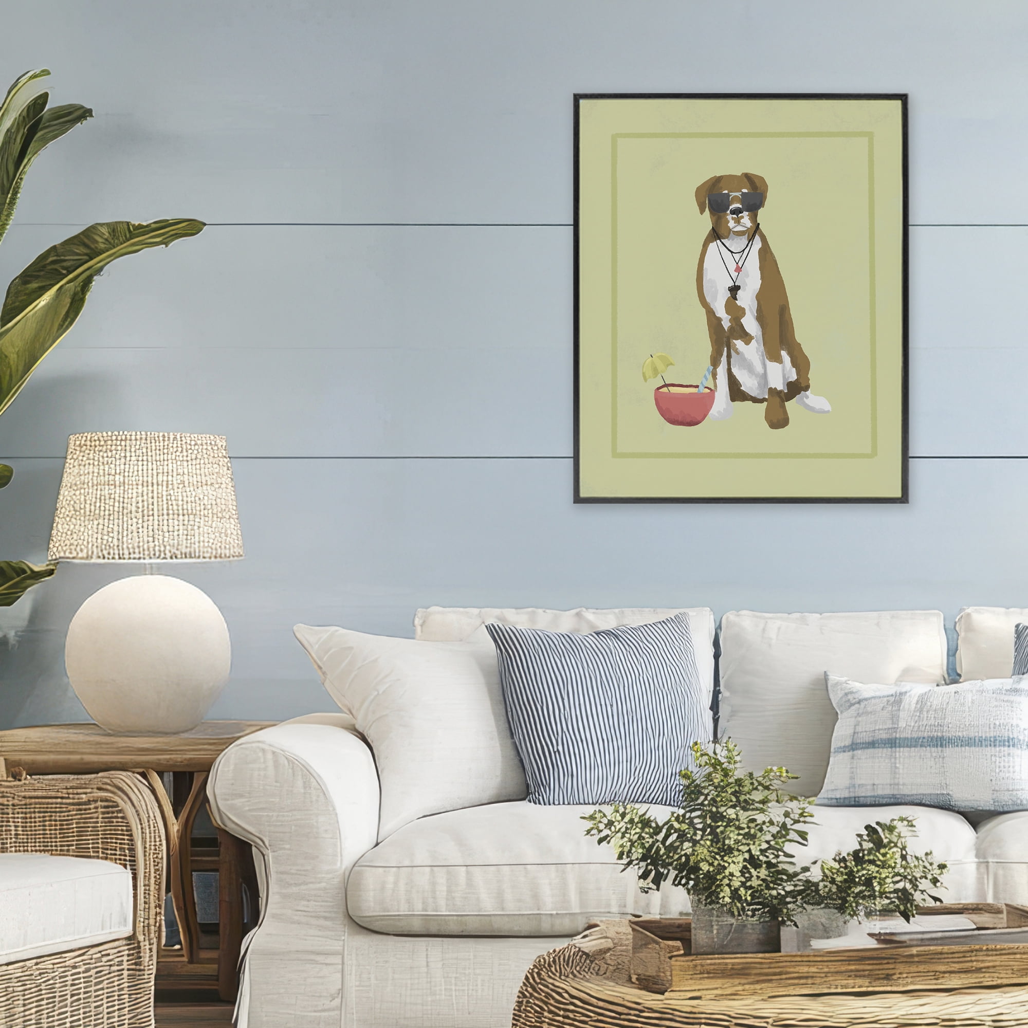 Stupell Industries Boxer Beach Day Black Framed Giclee Art, design by Sadie Harper