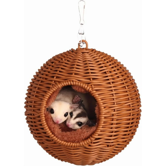 Rattan Rat Hammock with Removable Cotton nest Suitable for Guinea Pigs Sugar Gliders Hamsters Parrots in All Seasons ()