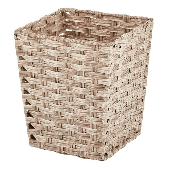 mDesign Woven Square Trash Can Wastebasket, Garbage Container Bin - Taupe