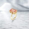thumbnail image 4 of Gem Stone King 18K Yellow Gold Plated Silver Peach Nano Morganite and White Topaz Ring for Women (6.38 Cttw, Emerald Cut 14x10MM, Gemstone October Birthstone, Size 9), 4 of 4