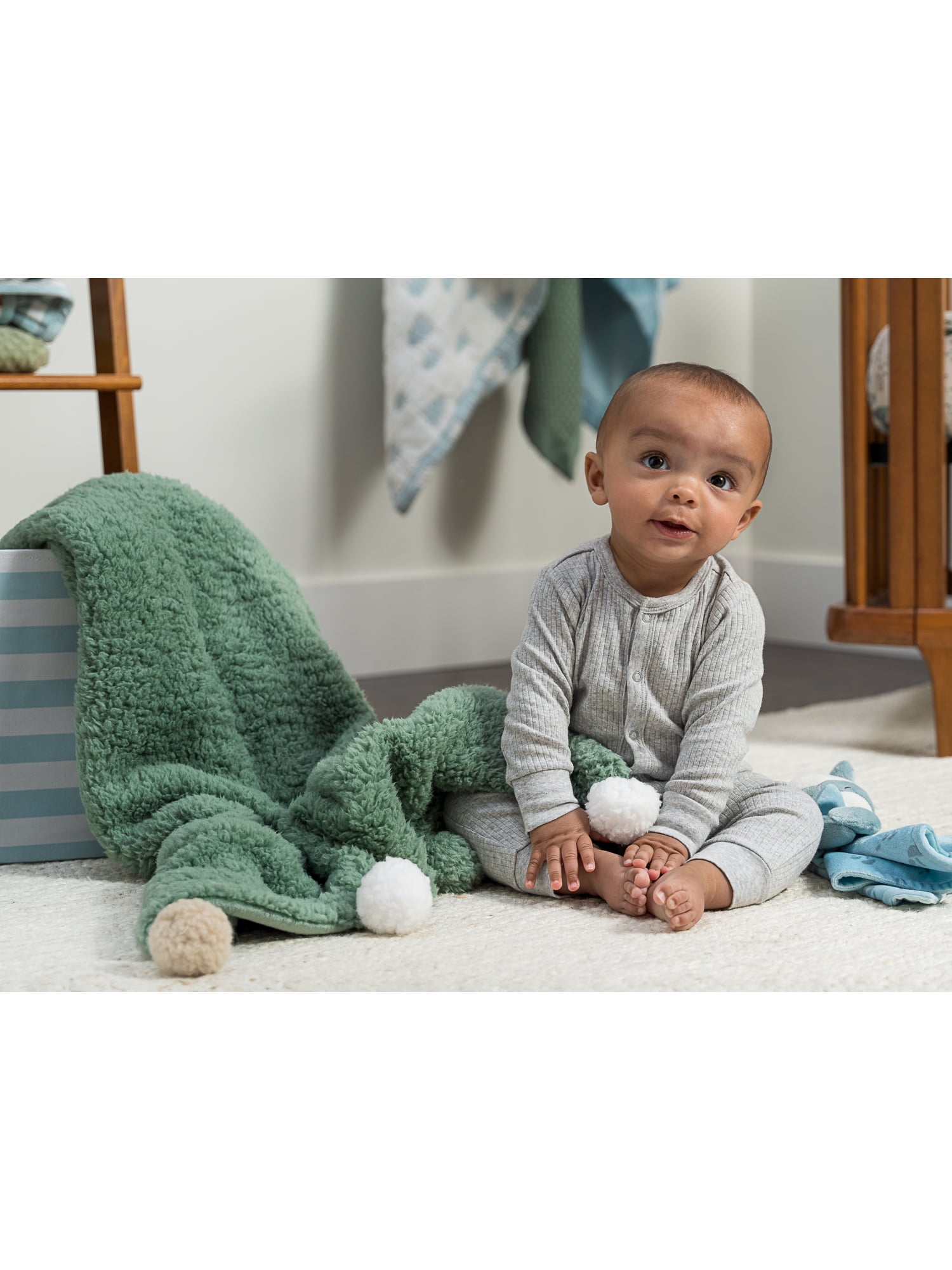 Modern Moments By Gerber Baby Boy Pompom Blanket, Green