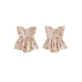thumbnail image 2 of BemeyourBBs Newborn Baby Girl Summer Clothes Cute Infant Baby Girl Summer Outfit 0 3 6 12 18 Months Romper Dress Cotton Casual Floral Bow Print Ruffled Flying Sleeve A Line Dress Bodysuit Playsuit, 2 of 9