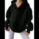 thumbnail image 1 of Sudadera con Capucha de Gran Tamaño para Mujer, Cuello en V, Forro , Larga, Estilo Y2K, Ropa de Otoño A Negro S, 1 of 7