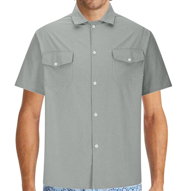 Camisas de Manga Larga para Hombres Color Sólido Hueco Fuera de Poliéster, Casual Turndown Collar Blusa para Al Aire Libre, Diario Y Uso de la Moda