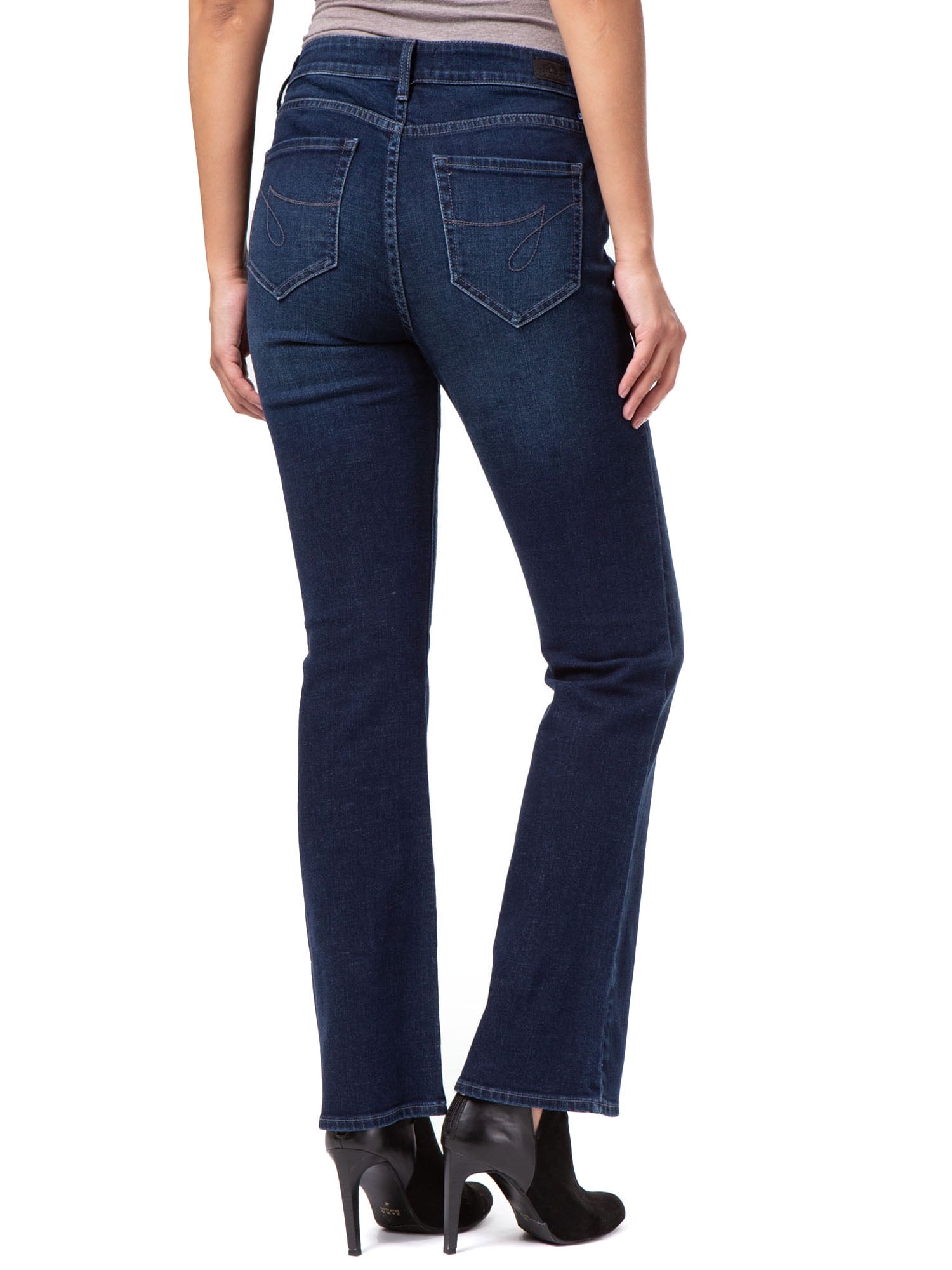 Jordache Women's Mid Rise Curvy Bootcut Jeans, Available in 32" Inseam