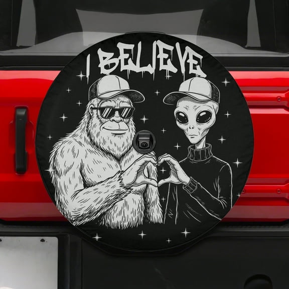 Lotusprinthandmade Funny Bigfoot Spare Tire Cover With Backup Camera Hole 6 Sizes (27 in.), bigfoot funny gift tire cover, bigfoot travel tire cover