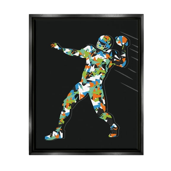 Stupell Industries Abstract Throwing Football Pose Graphic Art Jet Black Floating Framed Canvas Print Wall Art, Design by Arrolynn Weiderhold