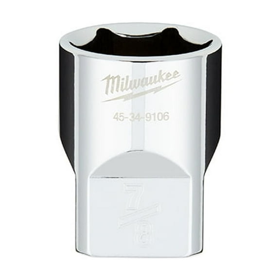 Pack of 1, Milwaukee 45-34-9106 1/2 Drive 7/8 Sae 6-Point Socket with Four Flat Sides