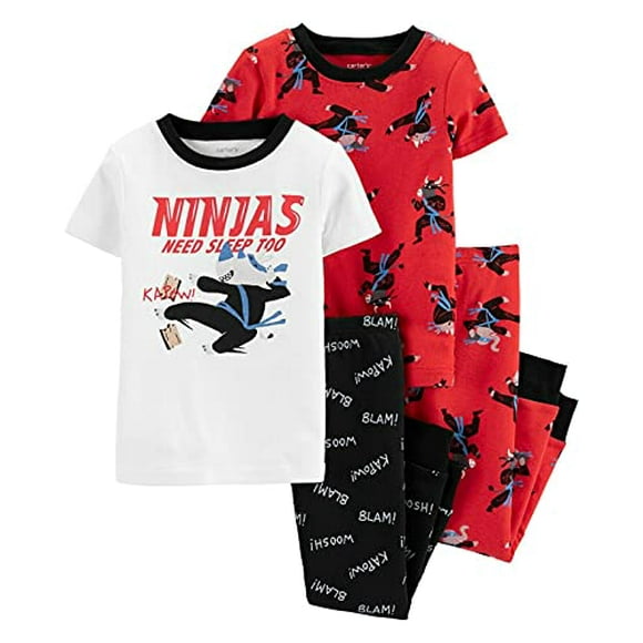 4-Piece Baby-boy Sung fit Cotton Pajamas (Ninja, 9m)