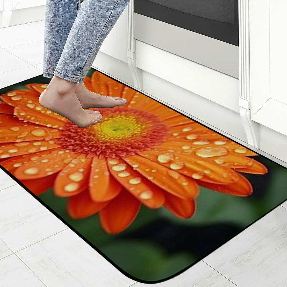 Heduofu Decorative Door Mat, Door Mat with Non-Slip Rubber Backing, Easy Cleaning, Traps Dirt, Rug for Entry, Patio, Garage  - Gerbera Daisy Flowers Red Bouquet Flower Open 19.68*47.24 in