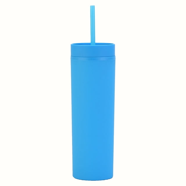 Tumbler with Lid And Straw Slim Plastic Tumbler - Double-Wall Insulated Cup with Lid for Coffee/Water (450Ml Travel Mug)Tumbler with Lid And Straw for Outside