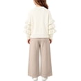 thumbnail image 3 of OGLCCG Girls 2 Piece Outfit Winter Long Sleeve Knitted Sweaters and Wide Leg Pants Kids Girl Clothing Sets,Size 1-8, 3 of 5