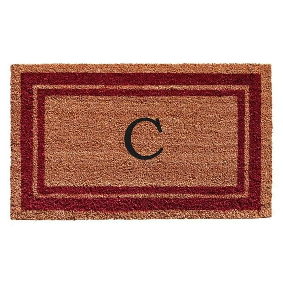Calloway Mills Burgundy Border 18" x 30" Monogram Outdoor Doormat (Letter C)