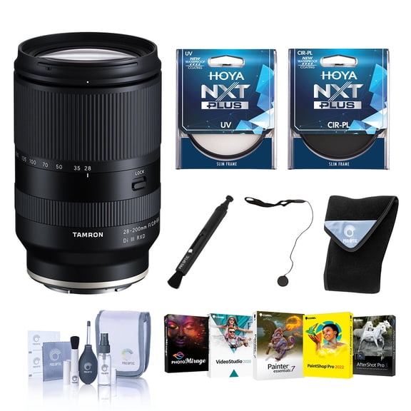 Tamron 28-200mm f/2.8-5.6 Di III RXD Lens for Sony E, Bundle with 67mm UV Filter, 67mm CPL Filter, PC Software Kit, Pen Lens Cleaner, Lens Wrap, Cap Tether and Cleaning Kit