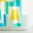 thumbnail image 4 of TOWN & COUNTRY PLAY Lucy Mid Century Squares Cotton-Rich Breathable Fabric Shower Curtain with Anti-Rust Grommets, White/Yellow/Green, 70"x72", 4 of 9