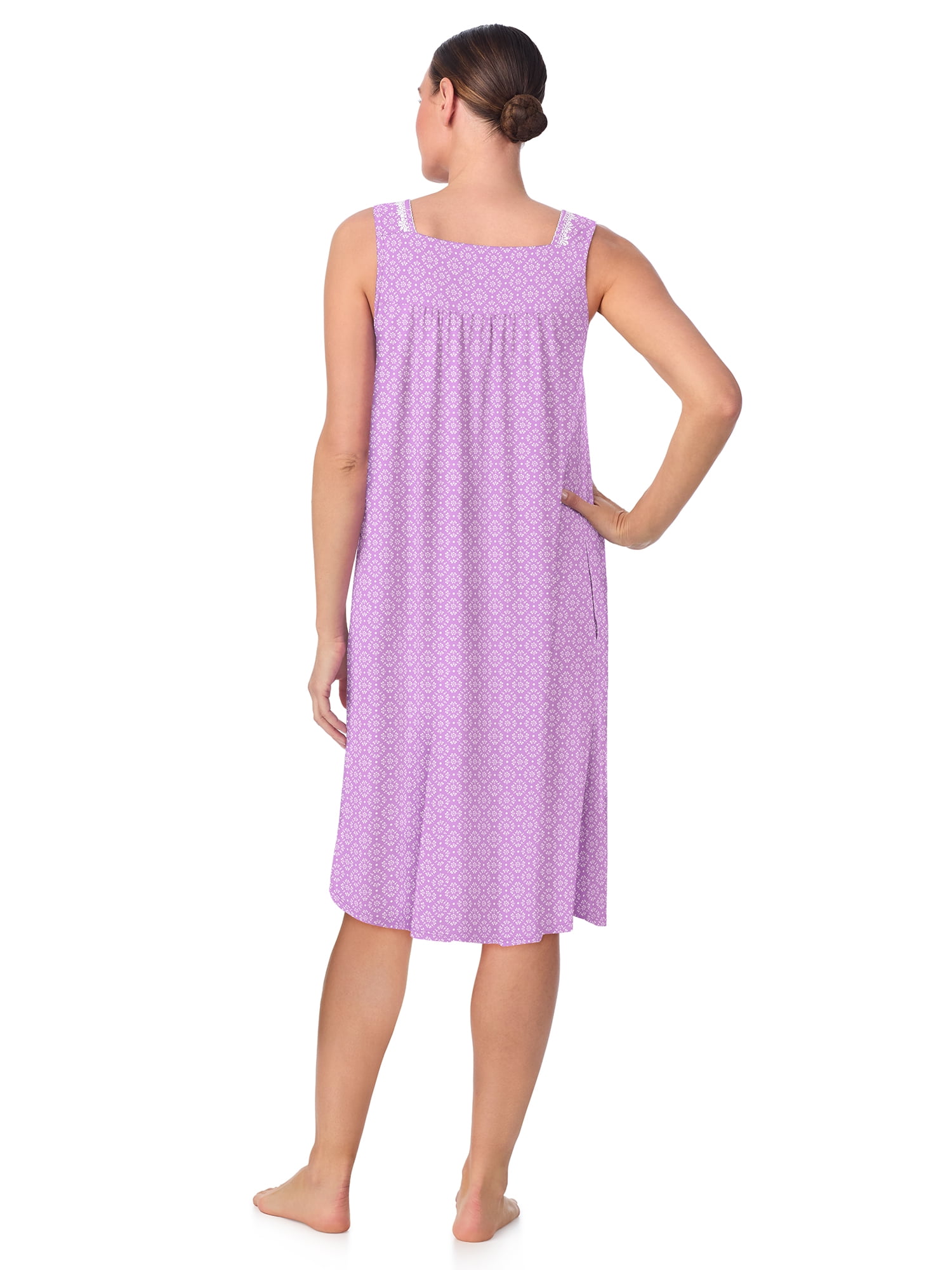 Aria Women's 100% Cotton Sleeveless 40" Nightgown, Sizes XS-5X