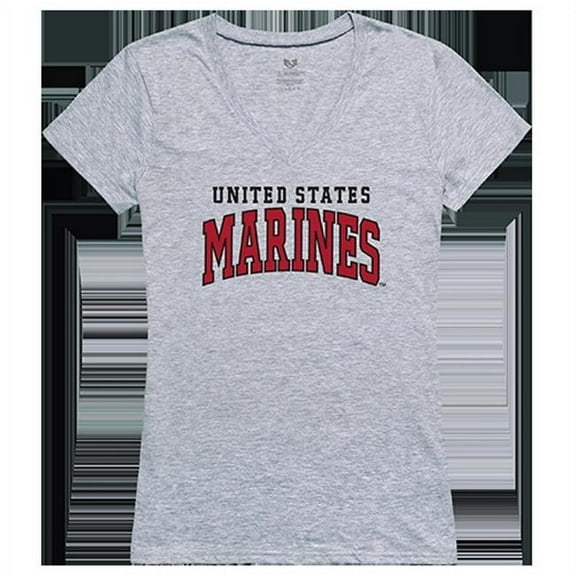 Rapid Dominance  Marine Corps1 Graphic V-Neck T-Shirt, Heather Gray - Large