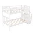 thumbnail image 6 of SESSLIFE Wood Bunk Bed with Staircase, White Twin Bunk Beds, Twin Over Twin Bunk Bed with Storage Shelves and Full Length Guardrail, No Box Spring Required, TE1308, 6 of 9