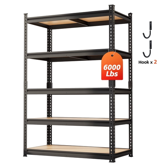 DYNALOAD 6000 lb Heavy Duty Garage Shelving Unit, 5-Tier Adjustable Metal Storage Shelves, 48" W x 24" D x 72" H