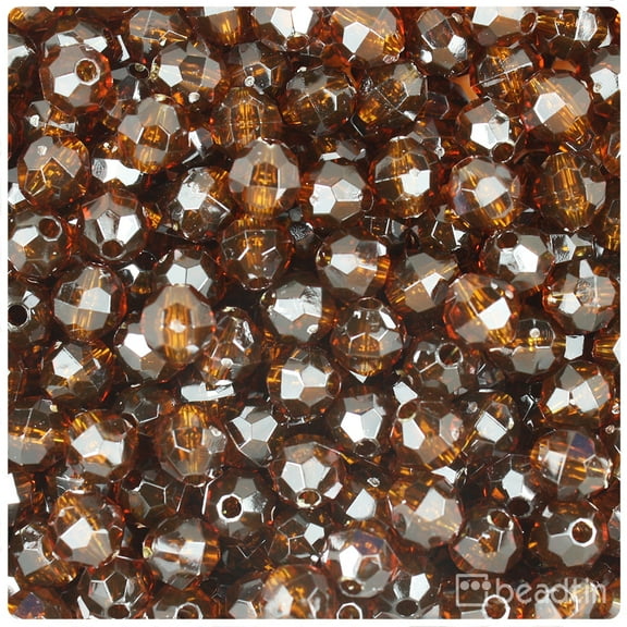 BeadTin Root Beer Transparent 8mm Faceted Round Craft Beads (450pcs)