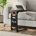 thumbnail image 6 of Gymax 2PCS C Shaped End Table Sofa Side Table with Charging Station & Side Storage Bag, 6 of 10