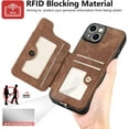 thumbnail image 2 of Phone Case for iPhone 15 6.1 inch Wallet Cover with Tempered Glass Screen Protector and Wrist Strap Lanyard RFID Credit Card Holder Ring Stand iPhone15 5G i i-Phone i15 15Case Women Men Brown, 2 of 14