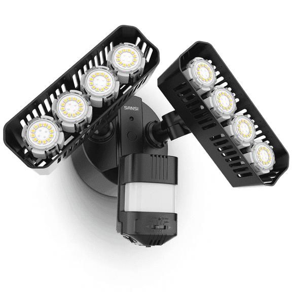 SANSI 54W 7000LM LED Motion Sensor Outdoor Security Lights, 5000K Dusk to Dawn Light Black, 4 Modes