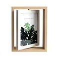 thumbnail image 1 of Rotating Solid Wood Picture Frame with Glass Panels - 6 Inch Double-Sided Display for Horizontal/Vertical Use, Rustic Nordic Style Desk Decor for Baby's First Birthday Keepsakes and Home Office, 1 of 5