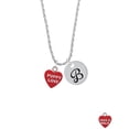 thumbnail image 2 of Delight Jewelry Acrylic Red "Puppy Love / Take a Walk" Heart Silvertone Script Initial Disc - B - Charm Necklace, 20"+3", 2 of 4
